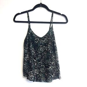 𝅺ARITZIA Wilfred Sleeveless Under Silk Camisole Tank Top Print Black Grey XS